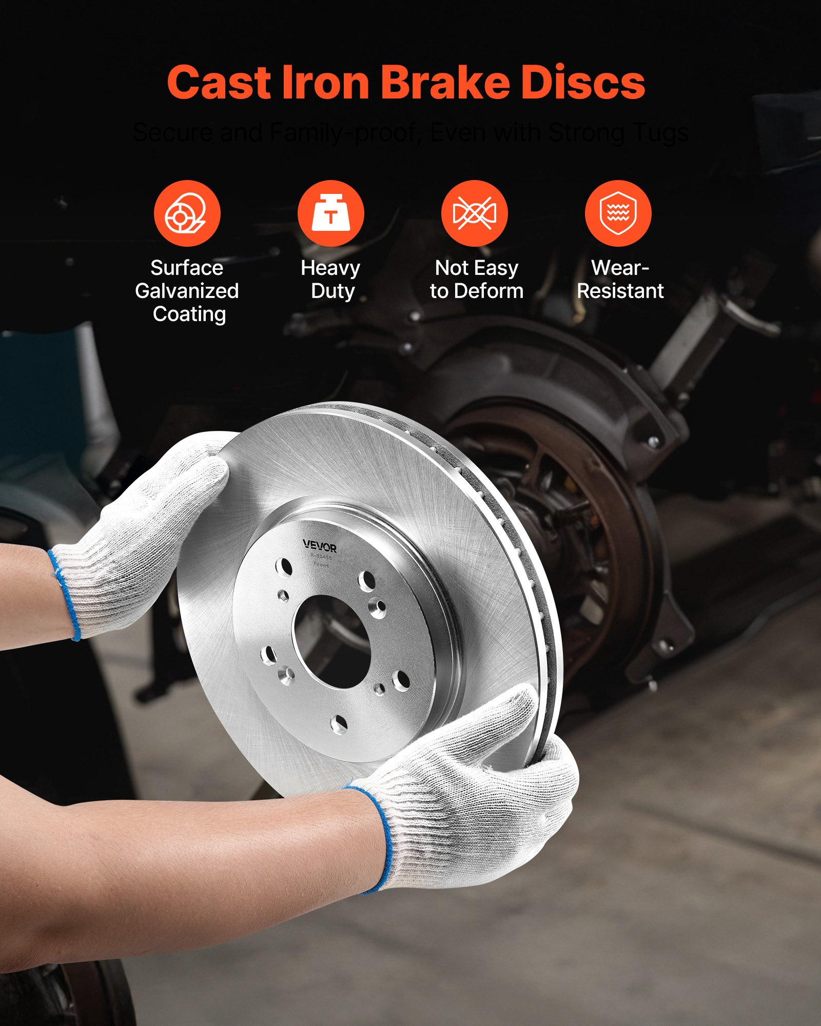 VEVOR Front & Rear Brake Kit Compatible with 2012-2016 Honda CR-V (AWD Models), Ceramic Brake Replacement Kits, 12 inch Hollow Structure Front Rotors, 12 inch Solid Structure Rear Rotors, R-31455