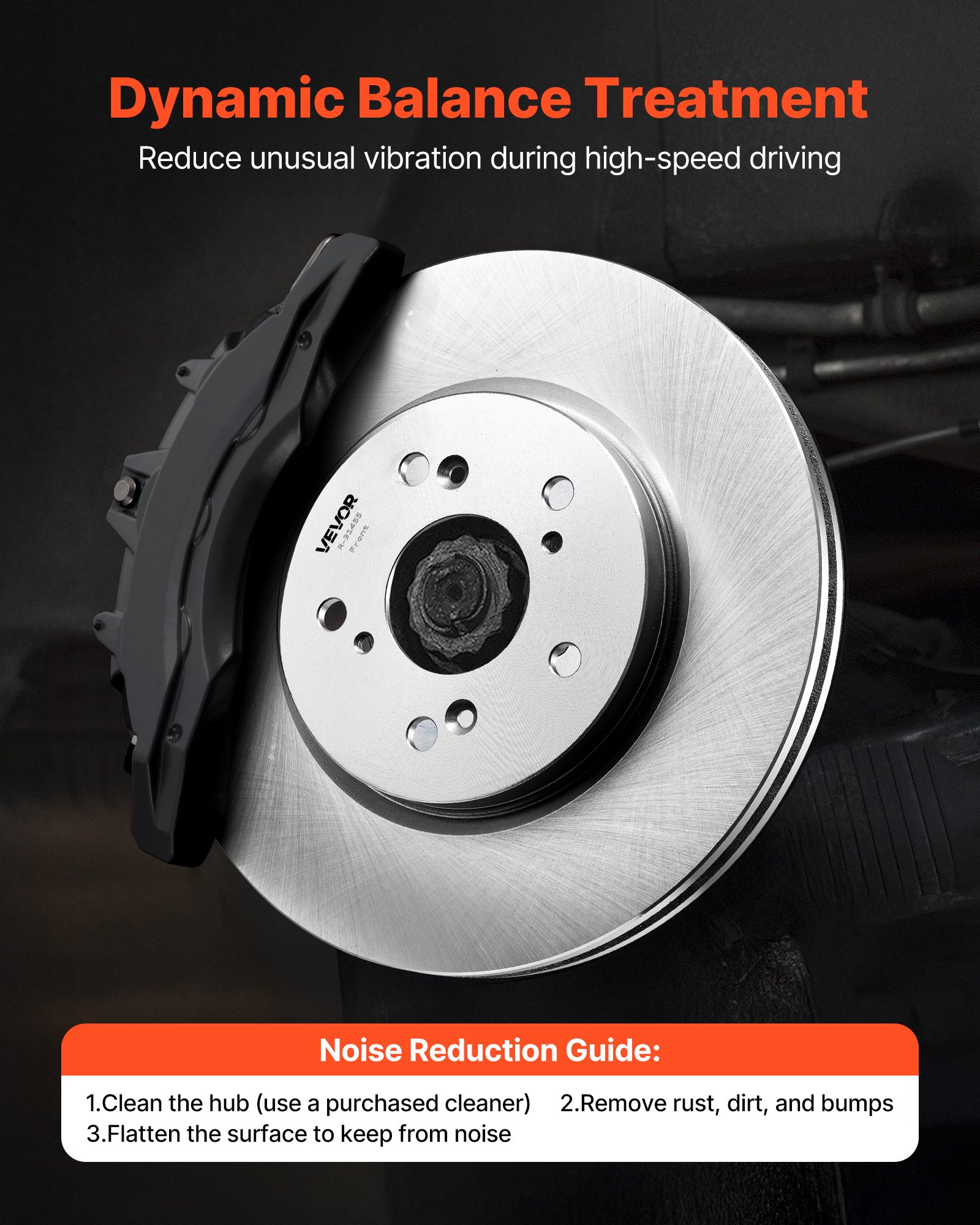 VEVOR Front & Rear Brake Kit Compatible with 2012-2016 Honda CR-V (AWD Models), Ceramic Brake Replacement Kits, 12 inch Hollow Structure Front Rotors, 12 inch Solid Structure Rear Rotors, R-31455