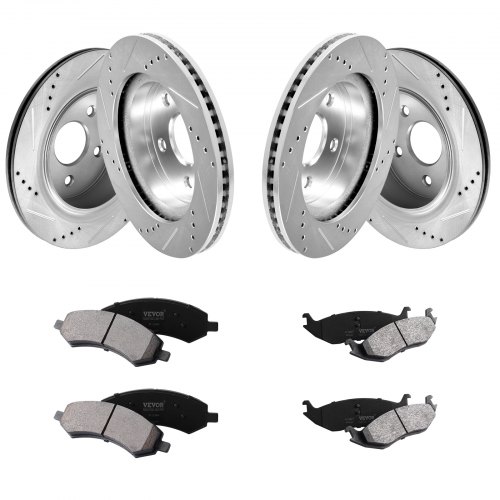 Brake X Rear Brake Pads and Rotors Kit replacement for 2006 DODGE RAM 1500 | ARES Semi Coated Rotors and Alpha Ceramic Brake Pads, Brake Kits