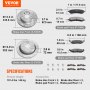 VEVOR brake rotors pads kit, showing specifications for front and rear brake discs and pads.