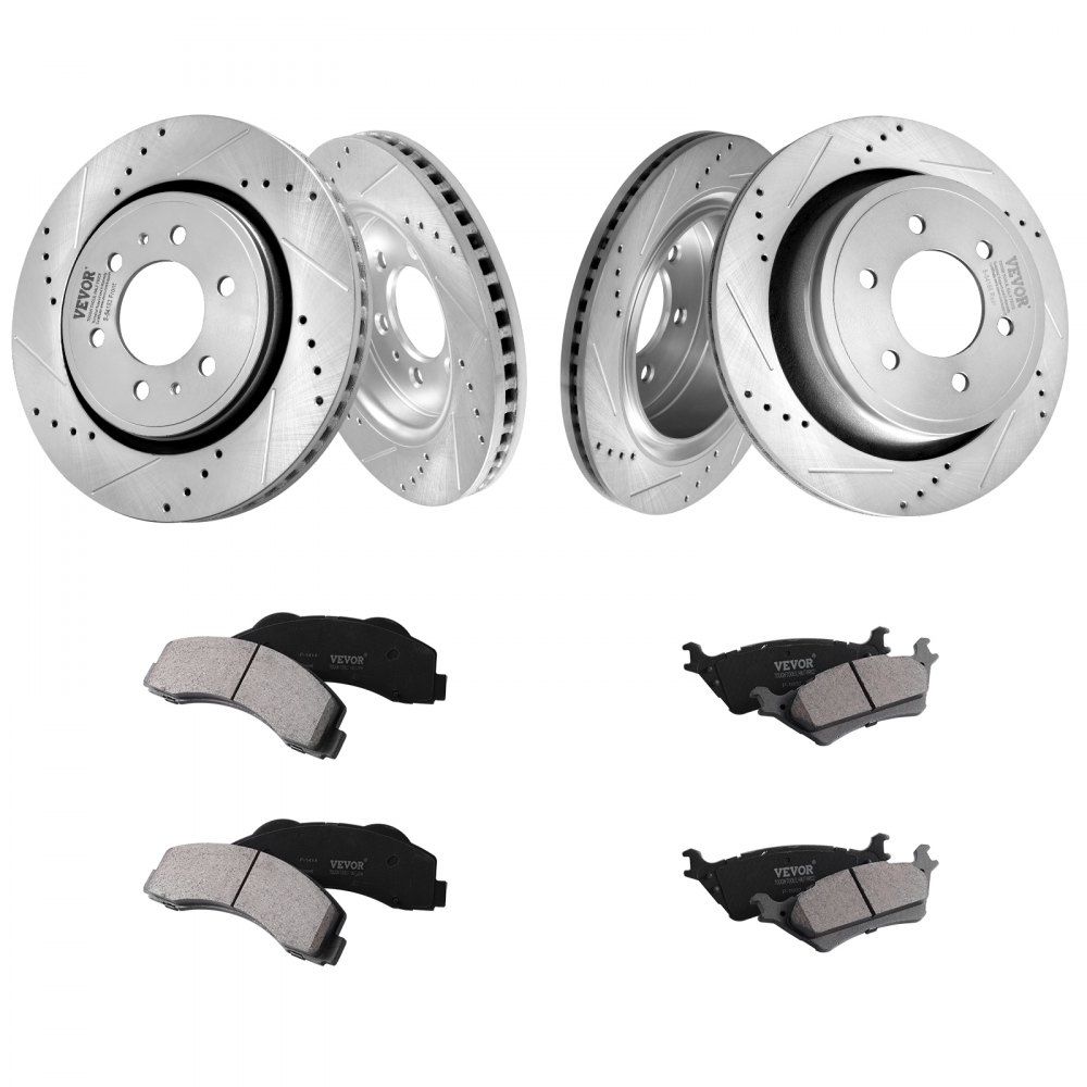 VEVOR Front and Rear Brake Kit Compatible with 2012-2020 Ford F-150(MPB Only), Drilled and Slotted Brake Rotors Ceramic Brake Pads Replacement, 13.8" Front Rotors 13.7" Rear Rotors