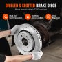 VEVOR brake rotors pads kit installation, demonstrating drilled and slotted brake discs benefits