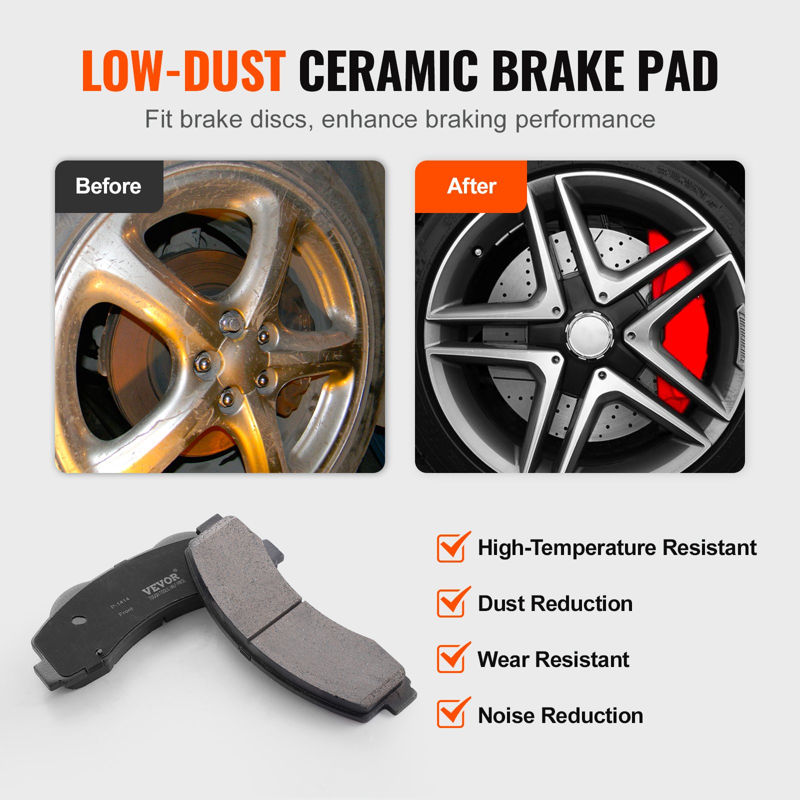 VEVOR Front and Rear Brake Kit Compatible with 2012-2020 Ford F-150(MPB Only), Drilled and Slotted Brake Rotors Ceramic Brake Pads Replacement, 13.8" Front Rotors 13.7" Rear Rotors