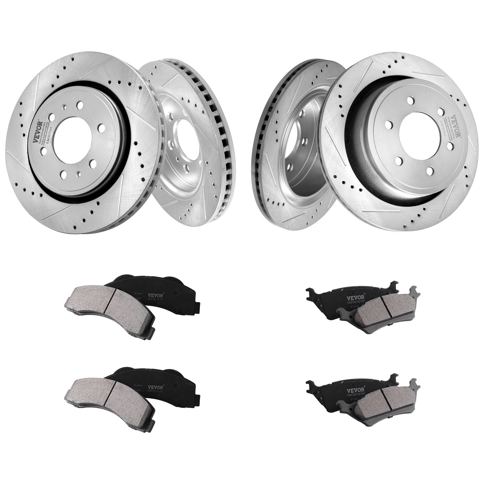 VEVOR Front and Rear Brake Kit Compatible with 2012-2020 Ford F-150(MPB Only), Drilled and Slotted Brake Rotors Ceramic Brake Pads Replacement, 13.8" Front Rotors 13.7" Rear Rotors