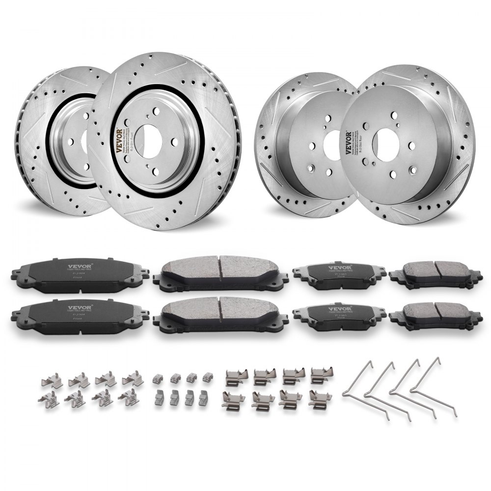 VEVOR Drilled Slotted Front&Rear Brake Rotors Pads for Toyota Sienna Highlander