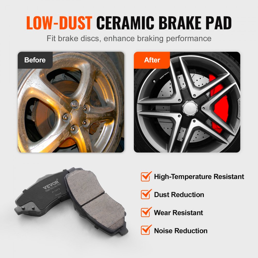 VEVOR Front and Rear Brake Kit Compatible with 2007-2017 Jeep Wrangler, Drilled and Slotted Brake Rotors Ceramic Brake Pads Replacement, 11.9" Front Rotors 12.4" Rear Rotors