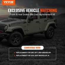 VEVOR Drilled Slotted Front&Rear Brake Rotors Pads Kit for 07-2017 Jeep Wrangler