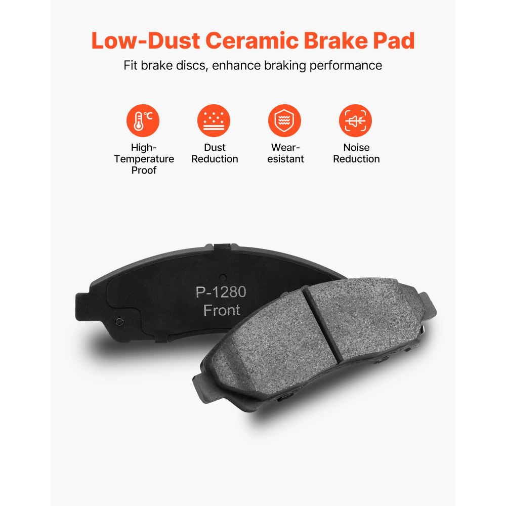 VEVOR Front and Rear Brake Kit Compatible with 2007-2013 Acura MDX, 2010-2013 Acura ZDX, 2009-2014 Honda Pilot, Drilled and Slotted Brake Rotors Ceramic Brake Pads Replacement Kit, 13 in (Front)