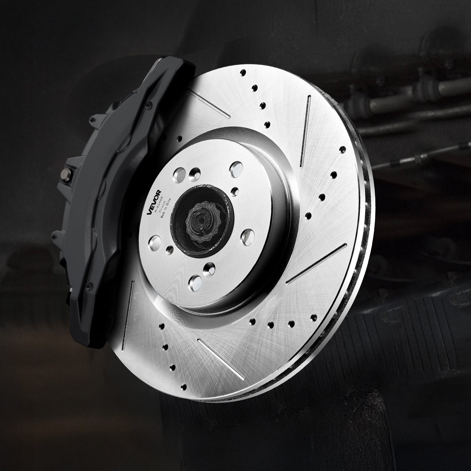 VEVOR Front and Rear Brake Kit Compatible with 2007-2013 Acura MDX, 2010-2013 Acura ZDX, 2009-2014 Honda Pilot, Drilled and Slotted Brake Rotors Ceramic Brake Pads Replacement Kit, 13 in (Front)