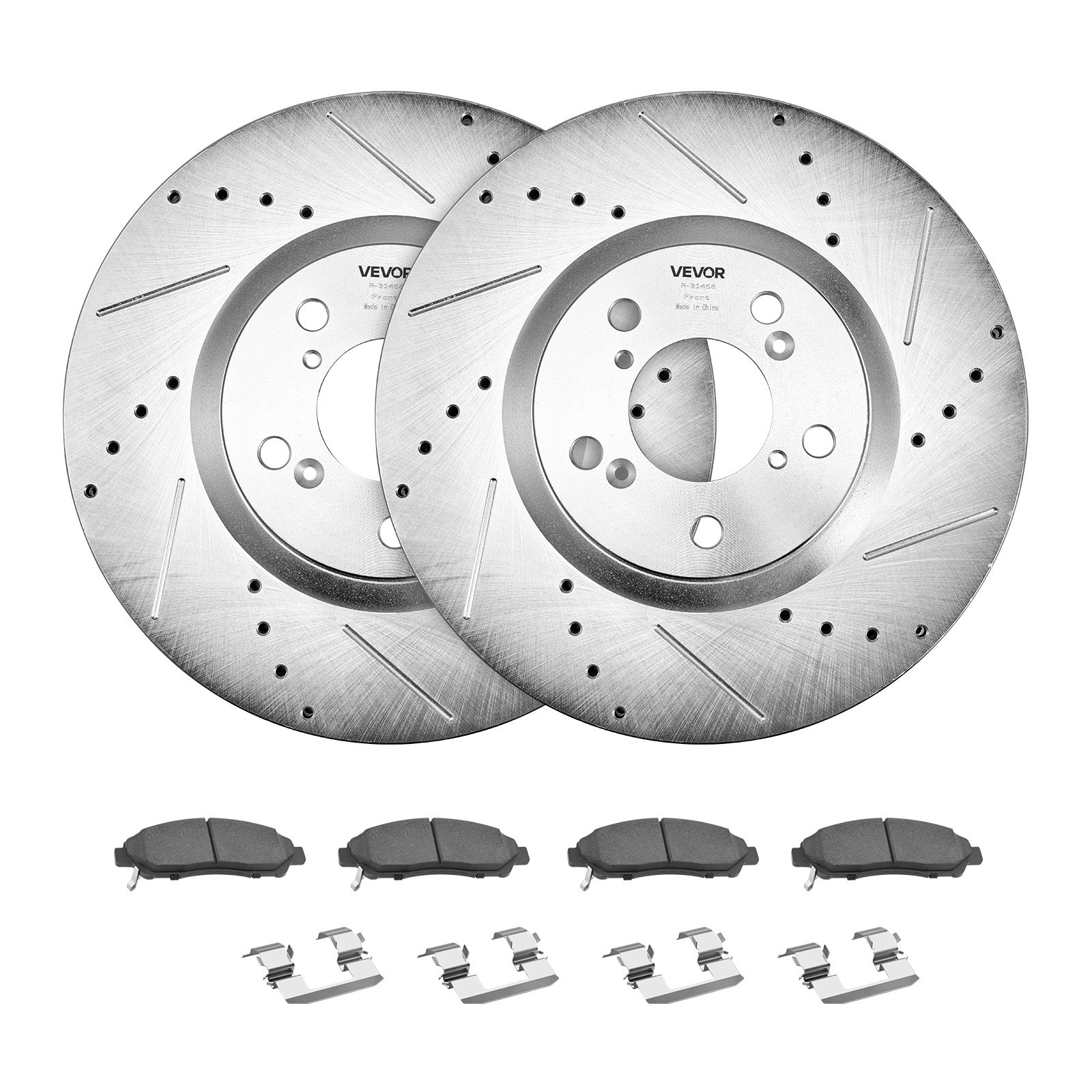 VEVOR Front and Rear Brake Kit Compatible with 2007-2013 Acura MDX, 2010-2013 Acura ZDX, 2009-2014 Honda Pilot, Drilled and Slotted Brake Rotors Ceramic Brake Pads Replacement Kit, 13 in (Front)