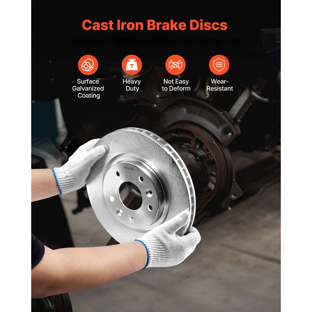 VEVOR Front and Rear Brake Kit Compatible with 2014-2015 Nissan Rogue (2 Row Seating; 11.65 inch (296mm) Front Outer Diameter), Hollow Structure Brake Rotors Ceramic Brake Pads Replacement Kit