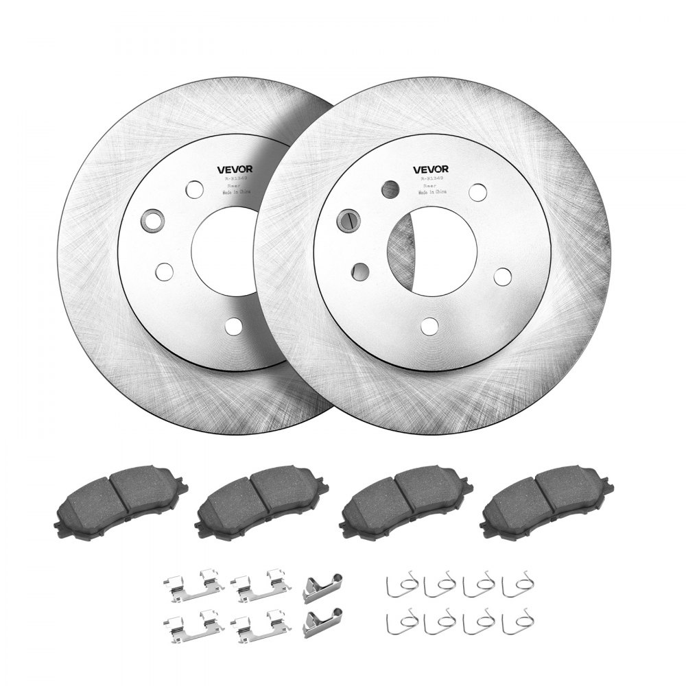 VEVOR Front and Rear Brake Kit Compatible with 2014-2015 Nissan Rogue (2 Row Seating; 11.65 inch (296mm) Front Outer Diameter), Hollow Structure Brake Rotors Ceramic Brake Pads Replacement Kit