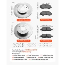 Front & Rear Ceramic Brake Kit for 2014-2015 Nissan Rogue Brake Replacement Kit