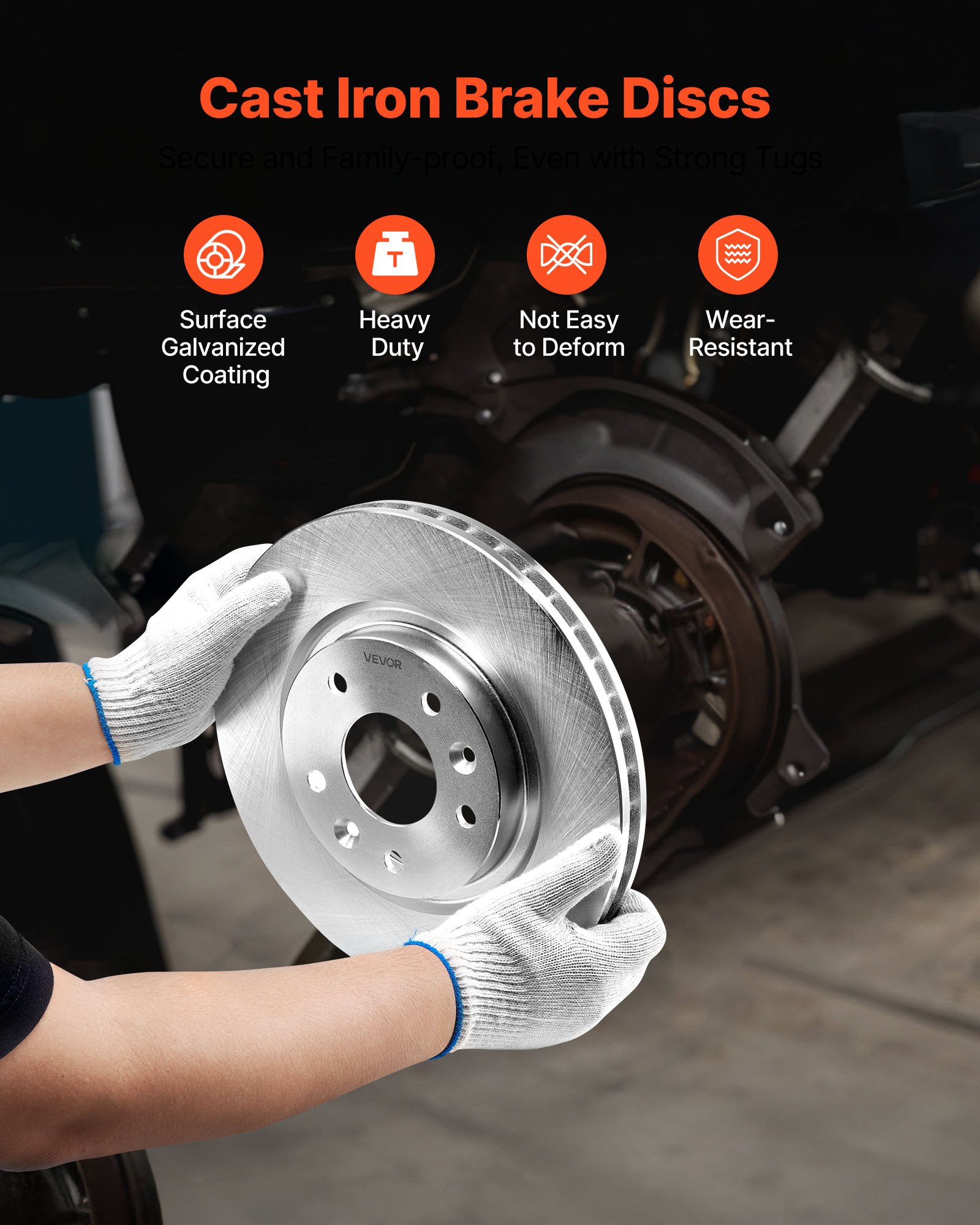 VEVOR Front and Rear Brake Kit Compatible with 2014-2015 Nissan Rogue (2 Row Seating; 11.65 inch (296mm) Front Outer Diameter), Hollow Structure Brake Rotors Ceramic Brake Pads Replacement Kit