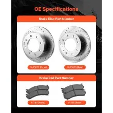 Front and Rear Brake Rotors Kit for 2002-2006 Chevrolet Avalanche 2500 (8 STUD)