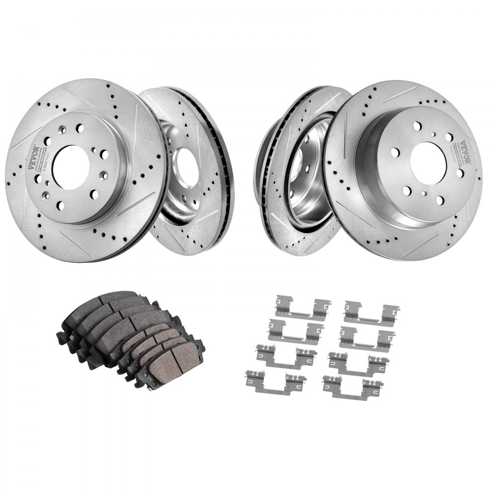 VEVOR Front Rear Brake Kit for 2014-2018 Chevy Silverado GMC Sierra 1500, 2015-2020 Suburban Tahoe Yukon XL Escalade ESV, Drilled & Slotted Brake Rotors Ceramic Brake Pads Replacement Kit