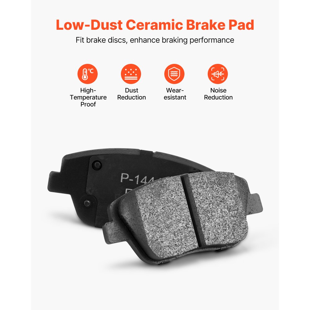 VEVOR Front & Rear Brake Kit Compatible with 2011-2014 Hyundai Sonata, 2015 Hyundai Sonata (Hybrid, Hybrid Limited; Non-Turbo; Models w/Manual Parking Brake), Hollow Brake Rotors & Solid Rear Rotors