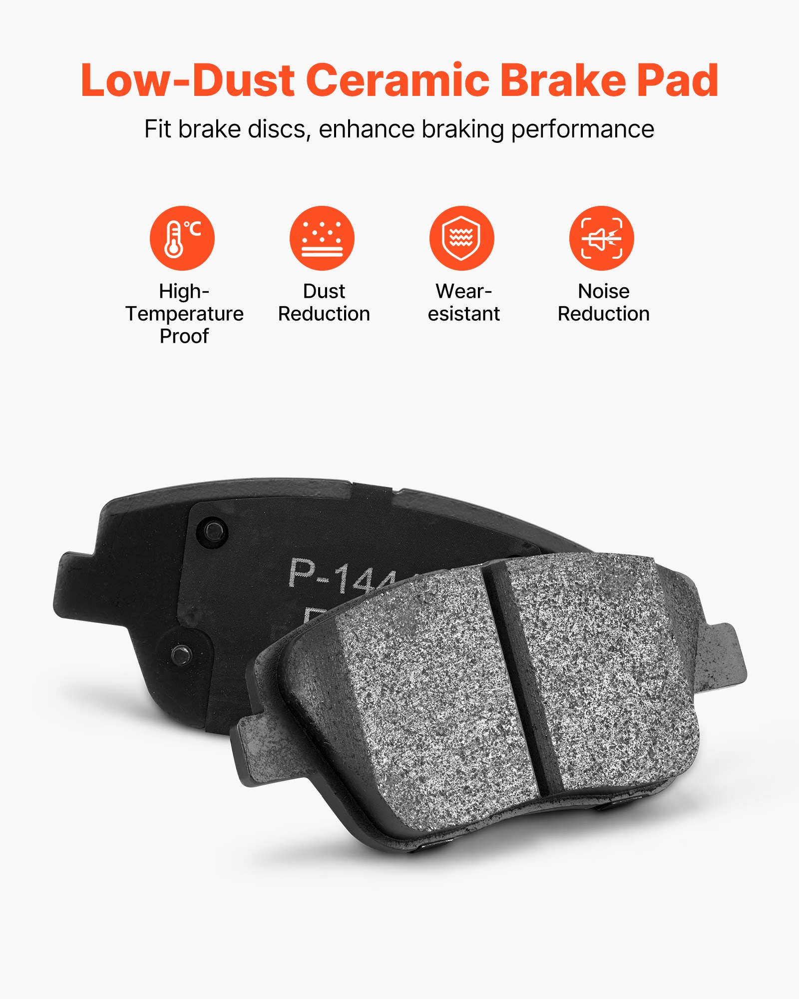 VEVOR Front & Rear Brake Kit Compatible with 2011-2014 Hyundai Sonata, 2015 Hyundai Sonata (Hybrid, Hybrid Limited; Non-Turbo; Models w/Manual Parking Brake), Hollow Brake Rotors & Solid Rear Rotors