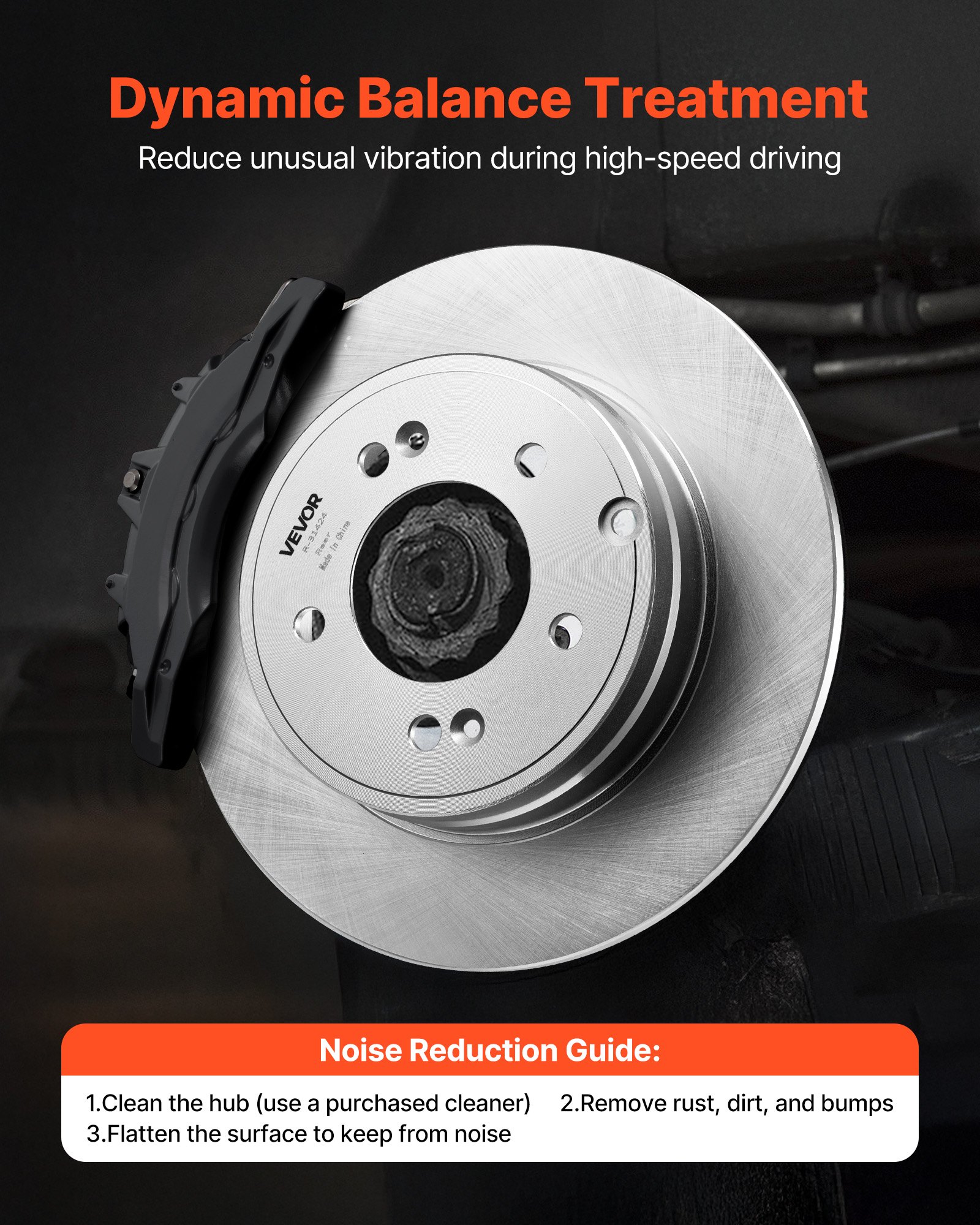 VEVOR Front & Rear Brake Kit Compatible with 2011-2014 Hyundai Sonata, 2015 Hyundai Sonata (Hybrid, Hybrid Limited; Non-Turbo; Models w/Manual Parking Brake), Hollow Brake Rotors & Solid Rear Rotors