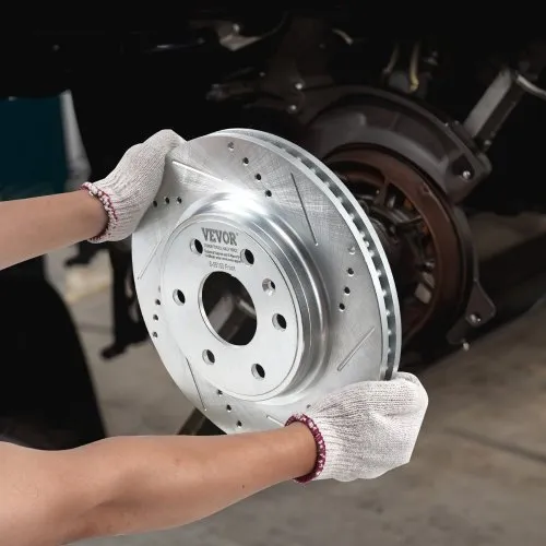thumbnail image 2 of GAIASURGE Front Drilled & Slotted Rotors + Ceramic Brake Pads Kit For Chevy Traverse, GMC Acadia, Buick Enclave 2 of 5