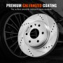 VEVOR brake rotors pads kit with premium galvanized coating showcased against a car wheel.