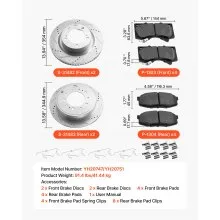 Front and Rear Ceramic Brake Rotors Pads Kit for 2016-2021 Toyota Land Cruiser