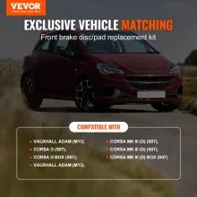Kit de pastillas y rotores de freno cerámicos delanteros VEVOR para Vauxhall Adam Corsa D Hatchback