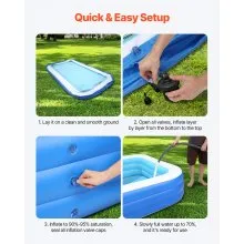 VEVOR Inflatable Pool Large Inflatable Swimming Pool for Kids, Adults, Family