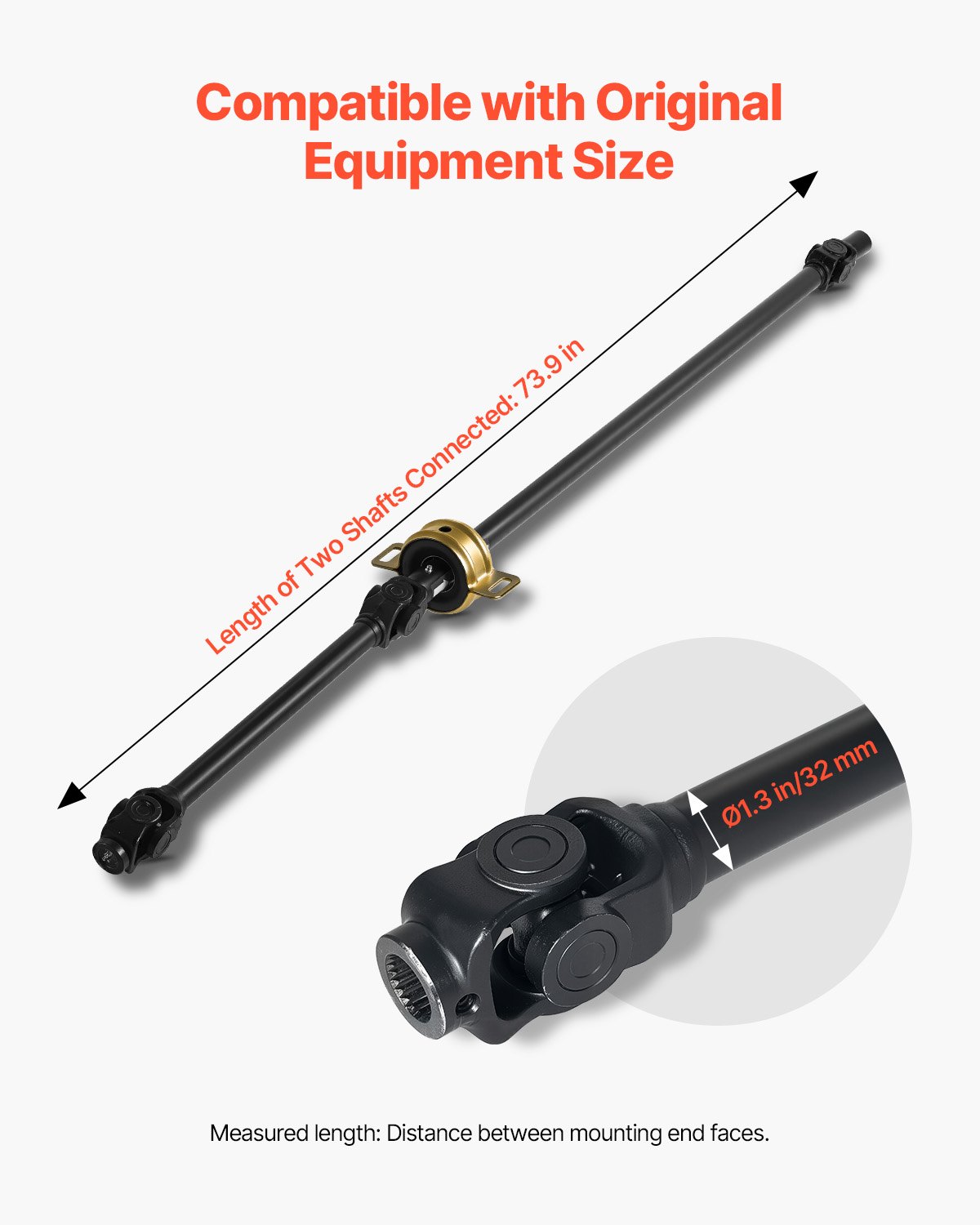 VEVOR Front Drive Shaft, 73.9" Prop Shaft Driveshaft Assembly Compatible with 2014-2017 Polaris RZR XP 1000, Replace #PRP-PO-09-006 1333350 1333424