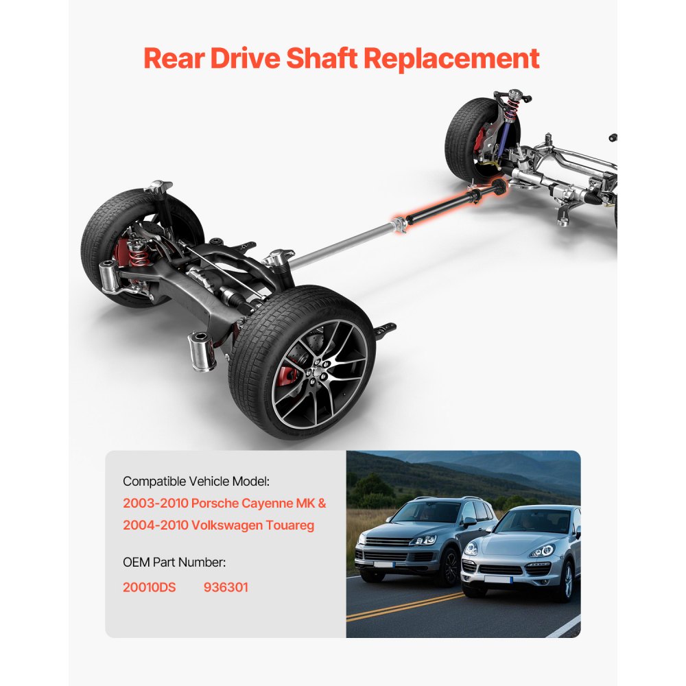 VEVOR Rear Drive Shaft, 49.5"-50.4" Prop Shaft Driveshaft Assembly Compatible with 2003-2010 Porsche Cayenne MK & 2004-2010 VW TOUREG, Replace #20010DS 936301