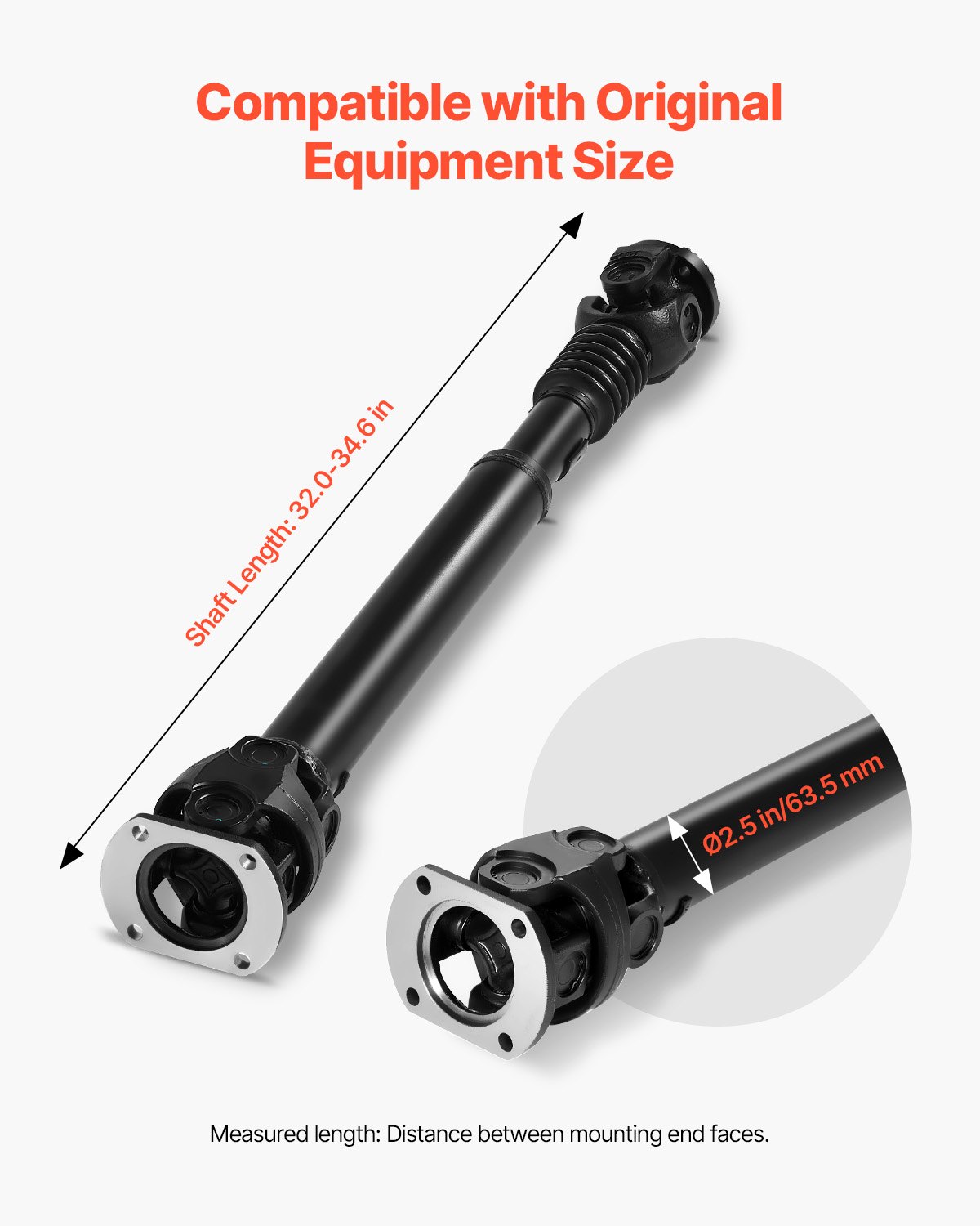VEVOR Front Drive Shaft, 32.0"-34.6" Prop Shaft Driveshaft Assembly Compatible with 2003-2013 Dodge RAM 2500 3500, Replace #52105934AA 52105934AB 52105934AC 52105934AD 52105934AE 52105934AF