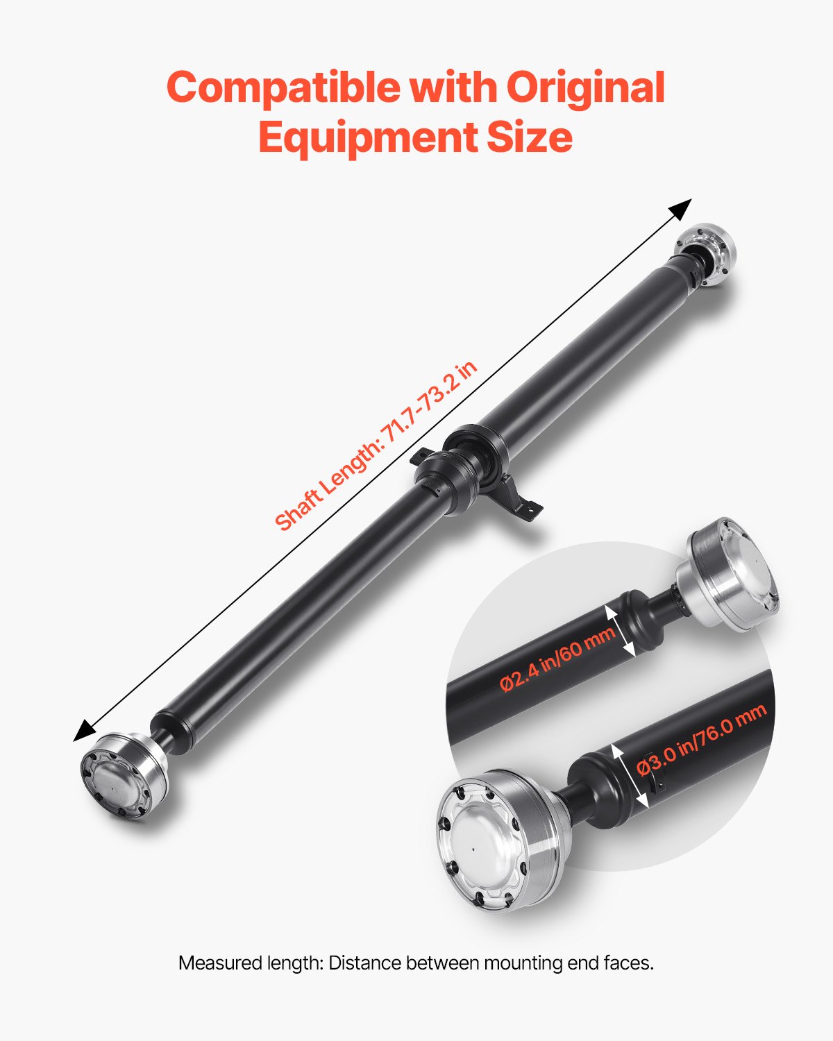 VEVOR Rear Drive Shaft, 71.7"-73.2" Prop Shaft Driveshaft Assembly Compatible with 2015-2019 Dodge Challenger V6 3.6L, Replace #976-987 976987 52123974AC 52123974AD 52123974AE 52123974AF