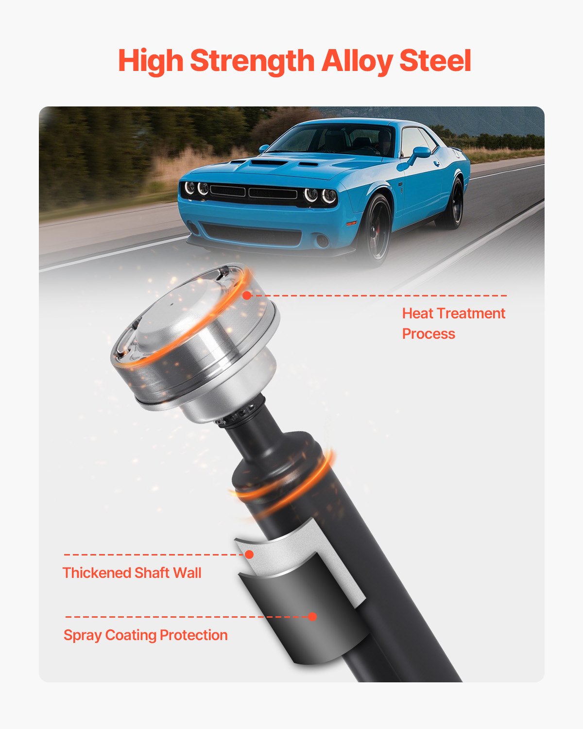 VEVOR Rear Drive Shaft, 71.7"-73.2" Prop Shaft Driveshaft Assembly Compatible with 2015-2019 Dodge Challenger V6 3.6L, Replace #976-987 976987 52123974AC 52123974AD 52123974AE 52123974AF