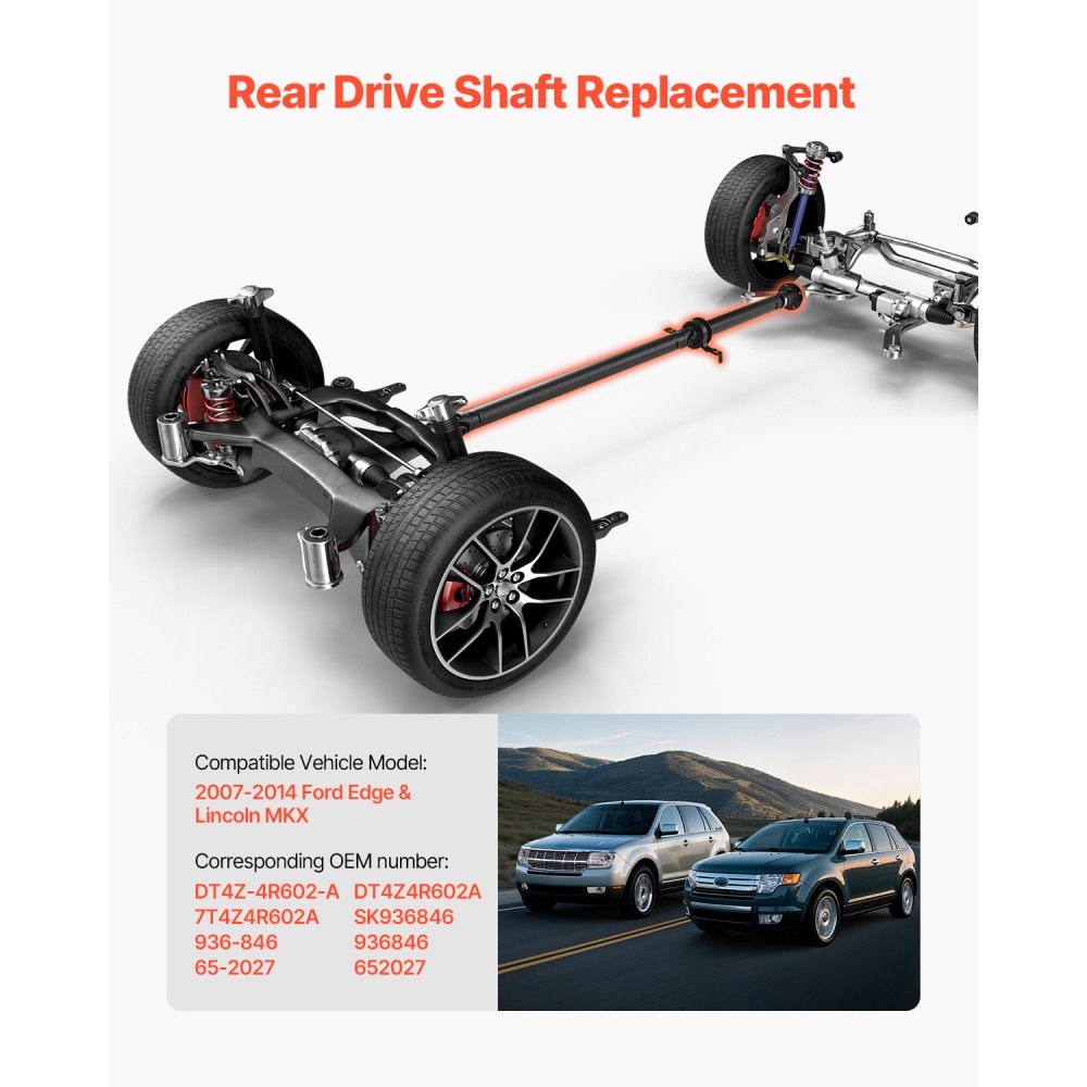 VEVOR Rear Drive Shaft, 80.0"-81.6" Prop Shaft Driveshaft Assembly Compatible with 2007-2014 Ford Edge & Lincoln MKX, Replace #DT4Z-4R602-A DT4Z4R602A 7T4Z4R602A SK936846 936-846 65-2027