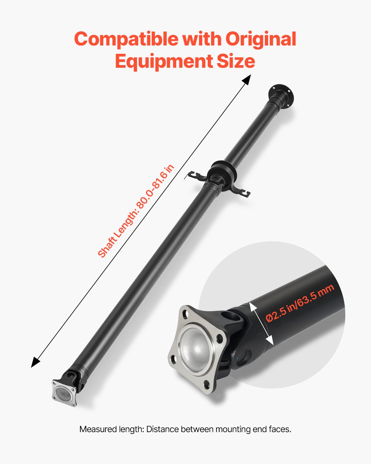 VEVOR Rear Drive Shaft, 80.0"-81.6" Prop Shaft Driveshaft Assembly Compatible with 2007-2014 Ford Edge & Lincoln MKX, Replace #DT4Z-4R602-A DT4Z4R602A 7T4Z4R602A SK936846 936-846 65-2027