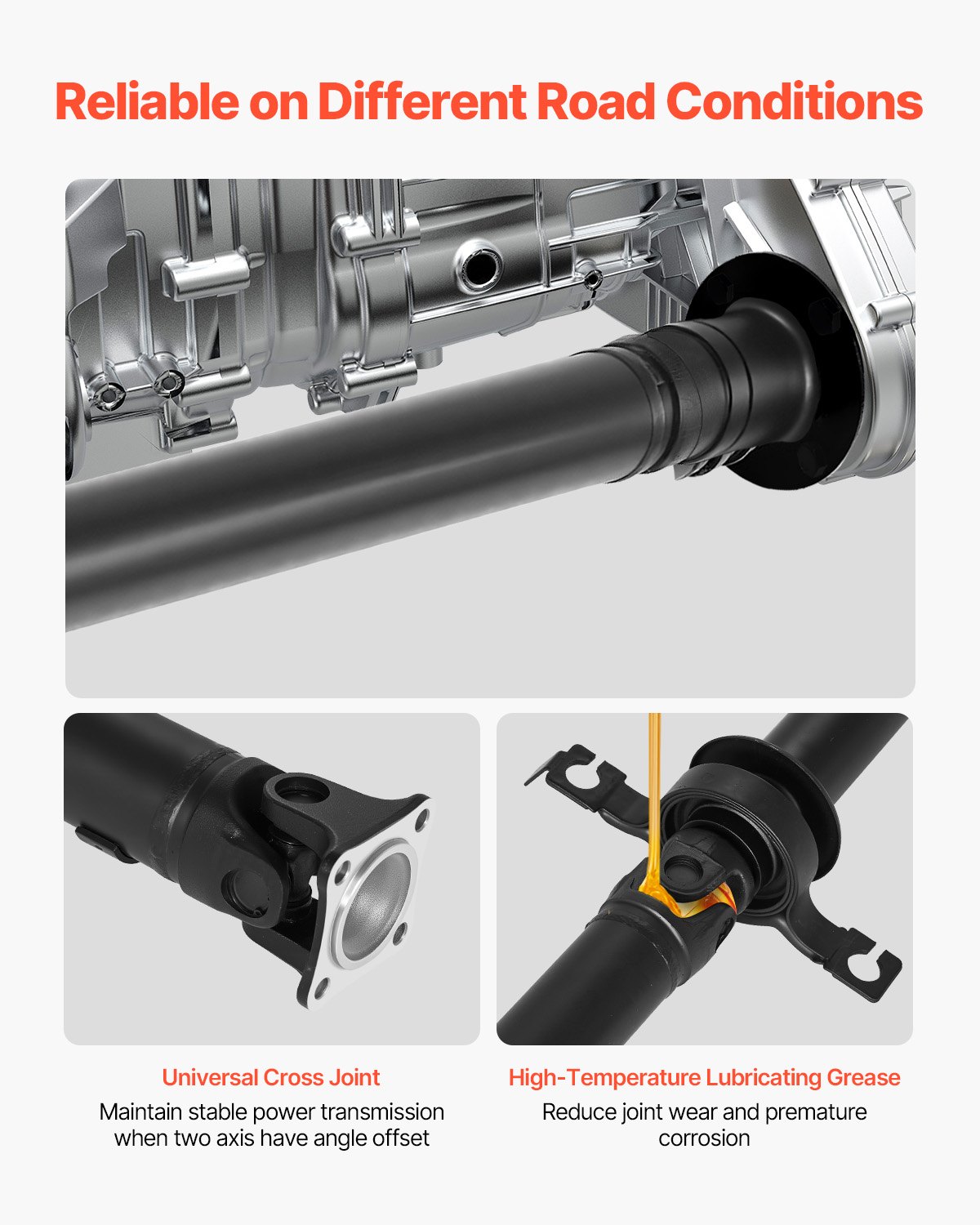 VEVOR Rear Drive Shaft, 80.0"-81.6" Prop Shaft Driveshaft Assembly Compatible with 2007-2014 Ford Edge & Lincoln MKX, Replace #DT4Z-4R602-A DT4Z4R602A 7T4Z4R602A SK936846 936-846 65-2027