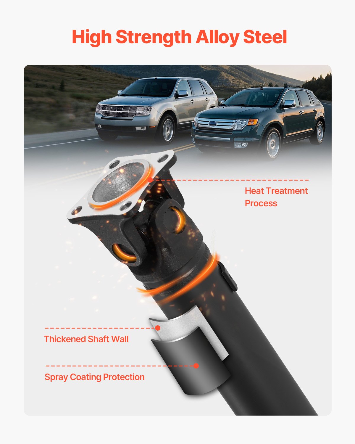 VEVOR Rear Drive Shaft, 80.0"-81.6" Prop Shaft Driveshaft Assembly Compatible with 2007-2014 Ford Edge & Lincoln MKX, Replace #DT4Z-4R602-A DT4Z4R602A 7T4Z4R602A SK936846 936-846 65-2027