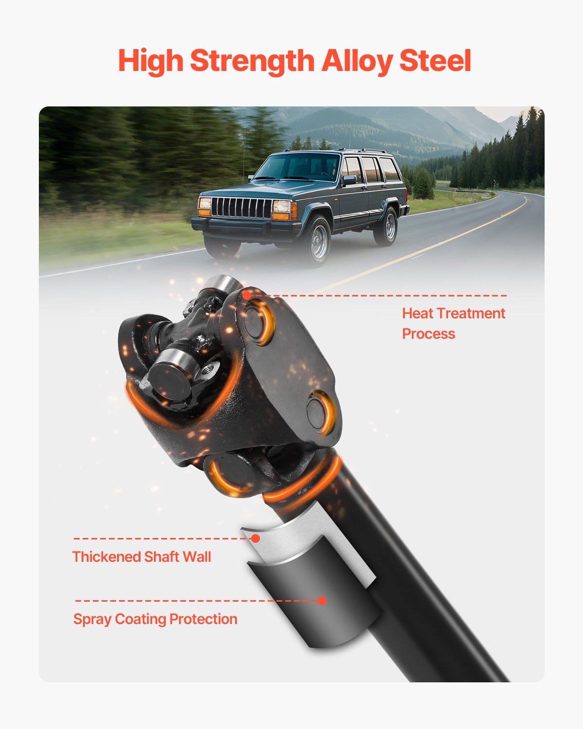 VEVOR Front Drive Shaft, 30.9"-33.8" Prop Shaft Driveshaft Assembly Compatible with 1987-2001 Jeep Cherokee L6 4.0L, Replace #53005542AC 53005542 53003248 53005040 938-128 938128