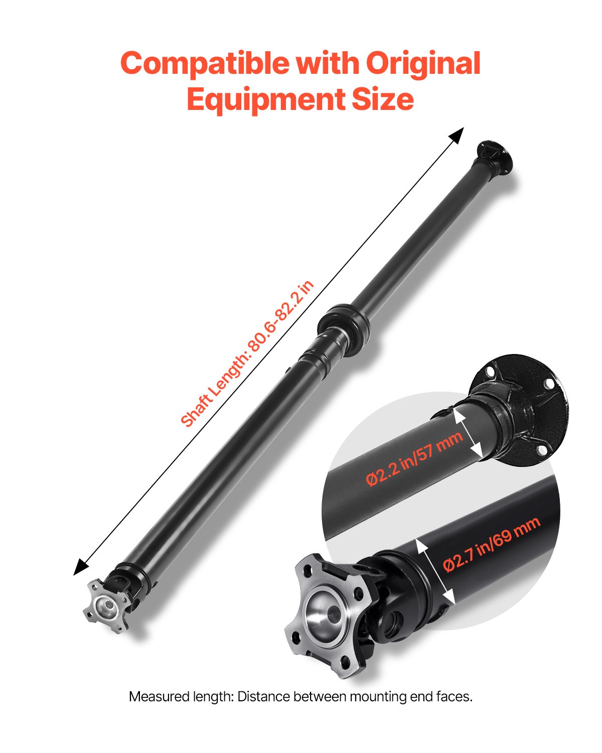 VEVOR Rear Drive Shaft, 80.6"-82.2" Prop Shaft Driveshaft Assembly Compatible with 2008-2016 Nissan Rogue S SL SV 2.5L, Replace #37000JM10A 946-236 946236 37000JM100 37000JM13A 37000JM14A