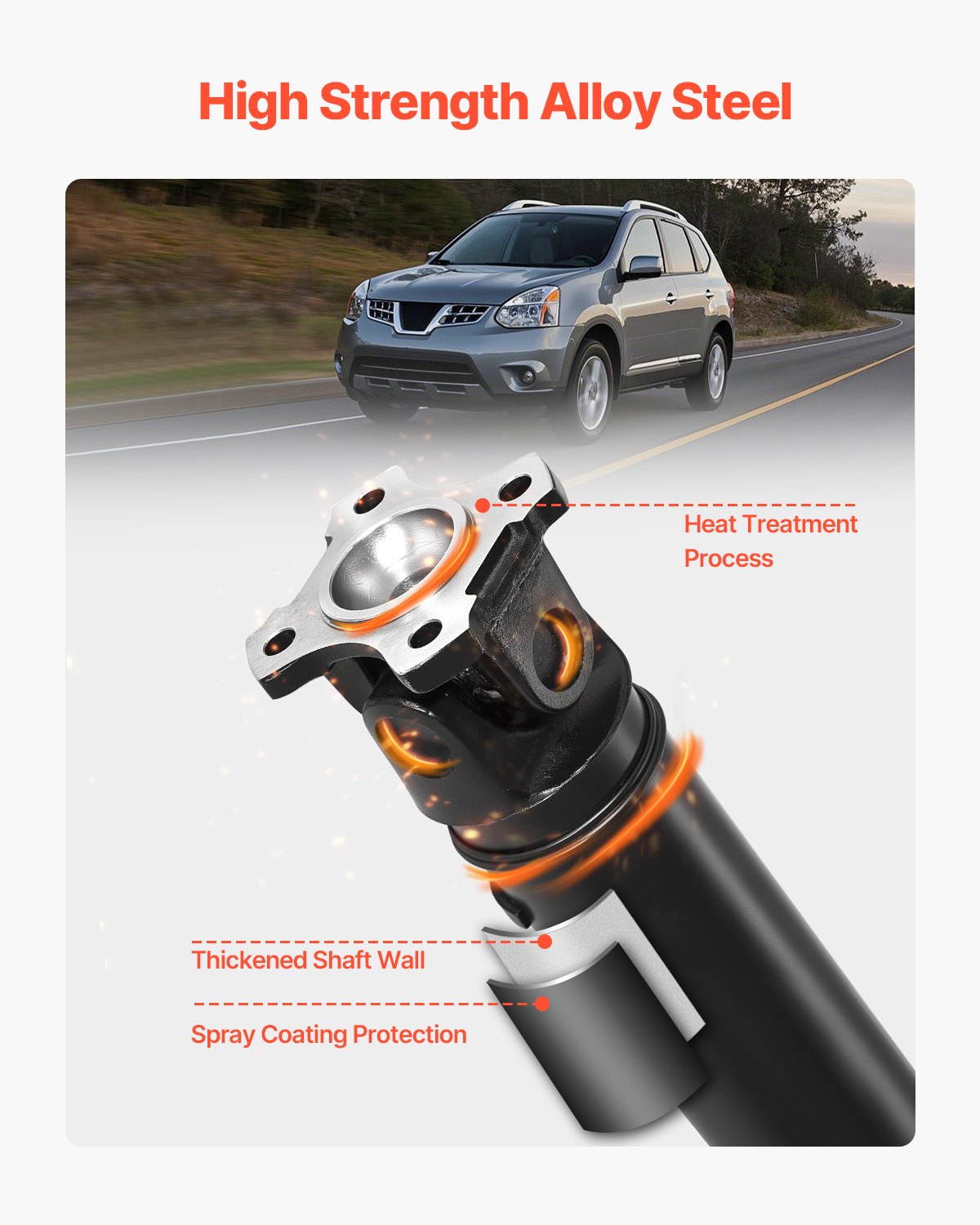 VEVOR Rear Drive Shaft, 80.6"-82.2" Prop Shaft Driveshaft Assembly Compatible with 2008-2016 Nissan Rogue S SL SV 2.5L, Replace #37000JM10A 946-236 946236 37000JM100 37000JM13A 37000JM14A