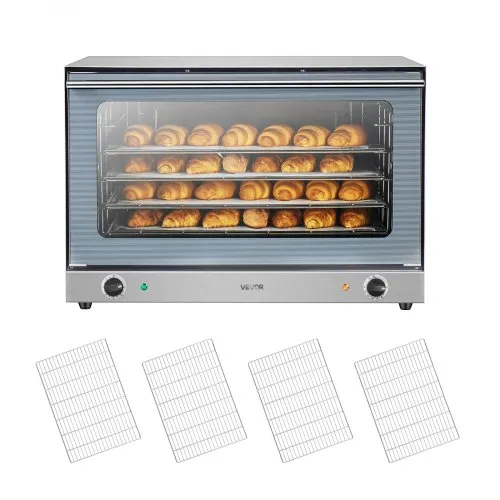 VEVOR Commercial Convection Oven, 4.24 cu.ft Conventional Countertop Oven for Full-Size Pans, Electric Convection Ovens with 4 Racks, 360° Hot Air Circulation, for Bakery, Restaurant & Pizza Shop