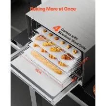 VEVOR Commercial Convection Oven, 4.24 cu.ft Conventional Countertop Oven for Full-Size Pans, Electric Convection Ovens with 4 Racks, 360° Hot Air Circulation, for Bakery, Restaurant & Pizza Shop
