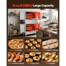 VEVOR Double Deck Gas Convection Oven, 14 cu.ft Full-Size Commercial Convection Oven, 40,000 BTU x 2 Powerful Burners, Natural Gas Commercial Ovens with Two Fan Modes, for Bakery, Restaurant & Kitchen