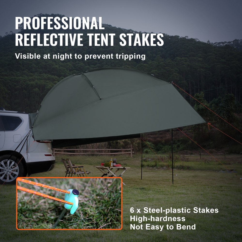 VEVOR Vehicle Awning, Large 10' x 7' Shade Coverage Πλαϊνή τέντα αυτοκινήτου, PU2000mm UV50+ Τέντα αυτοκινήτου με εκτεταμένα πλαϊνά κουβούκλια και φορητή τσάντα αποθήκευσης, Κατάλληλη για φορτηγά, SUV, Van, Campers