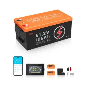 VEVOR 48V 105Ah Golf Cart Lithium Battery, 48 Volt Golf Cart Battery with 200A BMS, LCD Monitor and Mobile APP, LiFePO4 Battery with 600A Peak Current, ABS Shell and 4000+ Cycles, for Golf Carts | VEVOR US