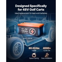 VEVOR 48V 105Ah Golf Cart Lithium Battery with LCD Monitor and 4000+ Cycles