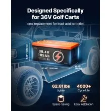 36V 105Ah Golf Cart Lithium Battery with LCD Monitor and 4000+ Cycles