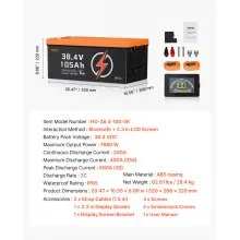 36V 105Ah Golf Cart Lithium Battery with LCD Monitor and 4000+ Cycles