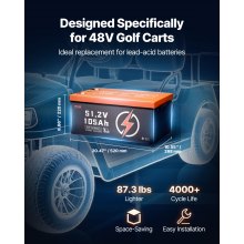 VEVOR 48V 105Ah Golf Cart Lithium Battery 20A Charger LCD Monitor & 4000+ Cycle