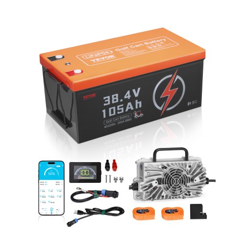 36V 105Ah Golf Cart Lithium Battery 20A Charger LCD Monitor & 4000+ Cycle